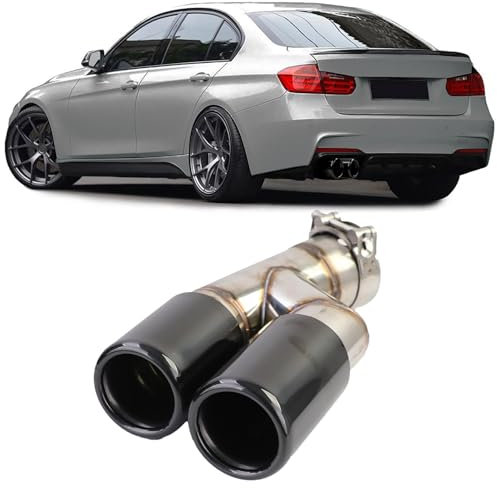 Auspuff Endrohr Doppelrohr Schwarz Glanz für BMW F30 F31 316i 318i 320i