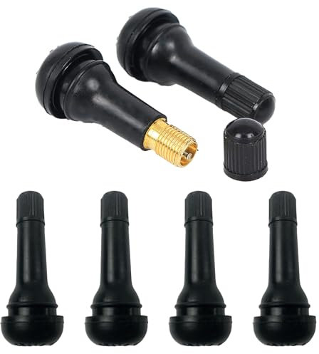 Valves en Caoutchouc Snap-in, TR413 Valves de Pneu, Roue Snap en Pneu Valve de Voiture, Pneu Valve Tige Capuchon De Soupape en Caoutchouc, Universel, 6 Pièces,Noir