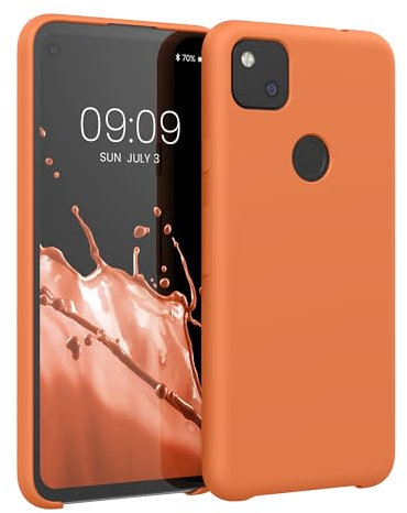 kwmobile Hülle kompatibel mit Google Pixel 4a Hülle - Silikon Handy Case - Handyhülle weiche Oberfläche - kabelloses Laden - Warme Aprikose