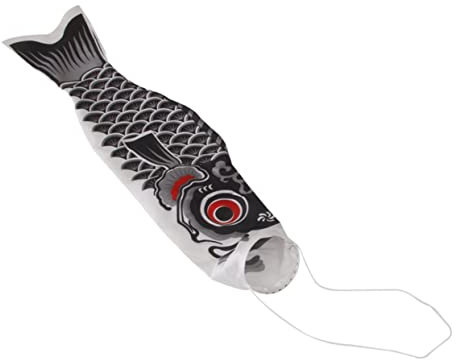 Happyyami Japanese Carp Windsock Hanging Fish Flag Kite 55cm Koinobori Hanging Decoration for Garden Backyard Home Outdoor Bar Restaurant