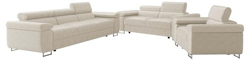 Mirjan24 Sofa Set Torezio Cord 3+2+1, Sofagarnitur für Wohnzimmer, Couchgarnitur, Wohnlandschaft, Sofas, Couch, Füße aus Metall Chrom, Sofa (Poso 100)