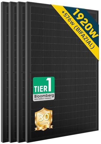 ALLDREI® Solarpanel 4x480W Solarmodule, Bifazial Glas Photovoltaik Panel für Balkonkraftwerk Photovoltaik Komplettanlage, 0% MwSt.
