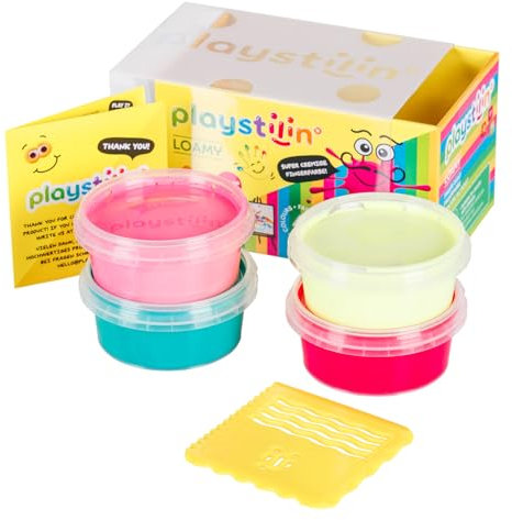 Playstilin Loamy - Pintura para dedos extra cremosa, no gotea, secado al aire, pintura vegana, kit de pintura creativa con herramienta creativa en la caja, pintura no tóxica para dedos