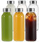 LIMILI Glass Bottles with Lids, 6 Pack 300ml Water Bottles with Stainless Steel Lids, Leak Proof Reusable for Hot Cold Drinks Work Gym Home