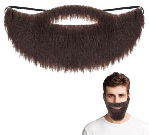 Fake Bart Braun Lustiger Bart Realistischer Gesichts Barts für Männer und Frauen Halloween Weihnachten Party Cosplay Zubehör
