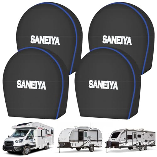 Tire Covers 4 Pack Fits Tire Diameter (76-81 CM), 600D Oxford Waterproof Car Wheel Cover for RV, Truck, SUV, Trailer, Camper, Heavy Duty & Waterproof Tire Cover, Tire Wheel Protector