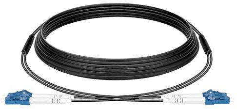 Vesperia 50m(164ft) Armored Fiber Optic Cable LC/UPC to LC/UPC Low Friction LSZH OS2 Duplex Singlemode 9/125μm with Adapter Coupler,Suitable for Indoor and Outdoor,Black