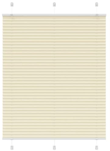 vidaXL Plissee Creme 110x100 cm Stoffbreite 109,4 cm Polyester, Faltrollo, Klemmfix, Plisseerollo, Jalousie, Rollo, Plisseerollo für Fenster