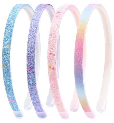 Ehuixinsheng 4PCS Little Girls Glitter Headband,Sequin Thick Bling Cute Sparkly Non Slip Hairbands Colorful Hair Accessories For Washing Face Christmas Head Band