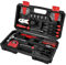 DEKO TZ62 Ensemble d'outils de pièces Ensemble d'outils manuels généraux pour la maison avec étui de rangement de boîte à outils en plastique (Rouge)