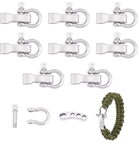 UNICRAFTALE 10 ensemble Fermoirs Bracelet de Survie à Vis Platine Réglables Fermoir de Manille D'Ancrage en Métal Clip de Manille en D pour Bracelet de Survie de 27mm de Long