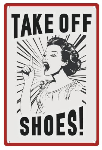 DOODLREAM Vintage Style Take Off Shoes Metal Tin Sign Retro Tin Poster for Room Wall Decor 8 x 12 Inch