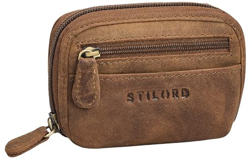 STILORD 'Eason' Schlüsseltasche Leder Herren mit vielen Fächern - Damen Mäppchen Key-Organizer Kleingeldbörse Schlüssel-Etui - Echtleder Schlüsselanhänger mit Geldfach, Farbe:mittel - braun