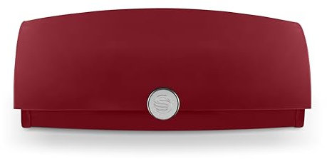 Swan SWKA18529RN Townhouse Bread Bin with Ventilation, Colour Coated Iron and Roll Top Lid, 14 Litre, Red