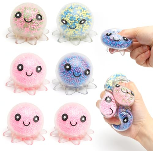 6 Stück Octopus Stressball Taba Squishy Ball Anti Stress Bälle Squeeze Toy Antistressball Quetschball Antistress Spielzeug Antistressbälle Stressabbau Quetsch Spielzeug für ADHS Kinder Erwachsene