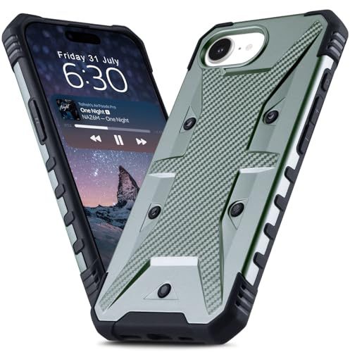 BEZ Hülle für iPhone 16e Hülle, Handyhülle Robuste Schutzhülle kompatibel mit iPhone 17e, Hybride Verstärkung Kratzfest und Stoßfest, Dunkelgrün