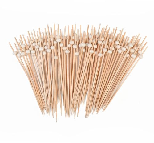Rieoany 200 Piezas de Palillos de Cóctel, Accesorios de Cóctel 12 cm, Brochetas de Madera para Fruta, Juego de Brochetas para Aperitivos, Ideales para Niños, Cumpleaños, Fiestas, Bodas y Barbacoas