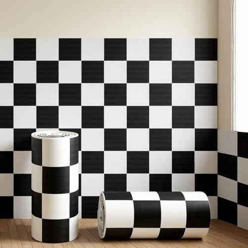 15.8 x 78.7 Inch Anti Collision Wall Padding for Playroom Black and White Padded Wall Panels Self-Adhesive DIY Checkerboard Pads Decorative Cushion for Nursery Bedroom Living Room Corner Guards