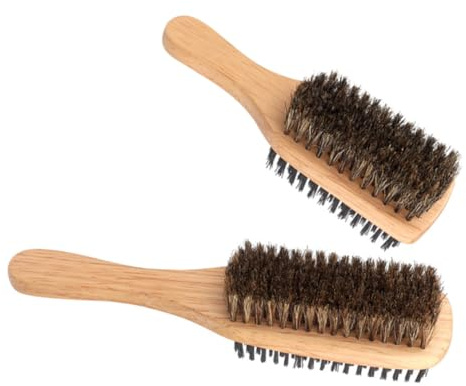 Zerodeko Doppelseitige mit Männer Haarbürste Wildschweinborsten Haar für 2 Stück Gummiholzgriff zum Styling für Bart und
