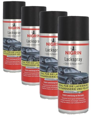 Nigrin 74112 Vernis Spray Noir Mat 400 ML (Lot de 4)
