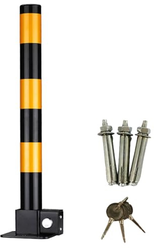 Paletto Parcheggio A Molla Barriera Parcheggio Pieghevole In Metallo Dissuasori Parcheggio Con Bloccaggio Automatico Joystick dal Design Curvo Adatti per Garage E Strade Black yellow Standard