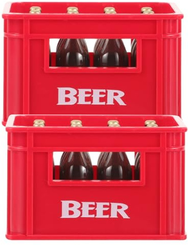 ifundom 2 Pièces Accessoires de Poupée Mini Caisses Plastiques Rouges Mini Bouteilles de Boisson pour Décoration Maison de Poupée Réaliste Jouets Miniatures