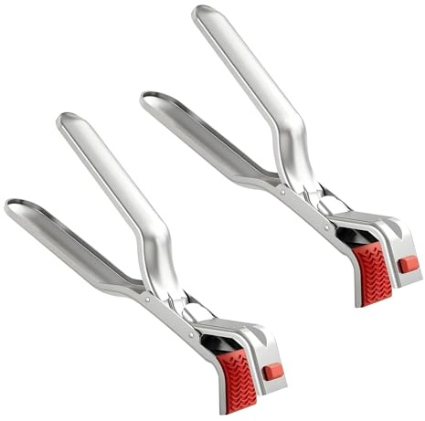 2 Pack Hot Plate Gripper, Stainless Steel Anti Scald Bowl Holder Clip for Kitchen, Non-Slip Anti Scald Bowl Gripper for Moving Hot Dishes from Air Fryer Microwave Oven, Heat Resistant Tongs
