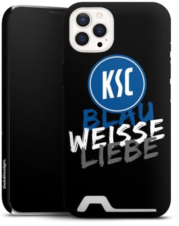 Hülle mit Kartenfach kompatibel mit Apple iPhone 13 Premium Card Case Matt Handyhülle für Karten KSC Karlsruher SC Offizielles Lizenzprodukt