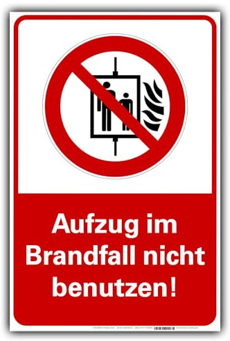 Aufzug im Brandfall nicht benutzen Schild 20x30cm