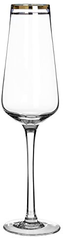 Premier Housewares Charleston Champagne Glasses, Gold, 7 x 7 x 25 cm, Set of 4