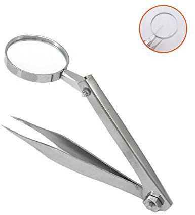 Pinzette Splitterpinzette mit Lupe nach Feilchenfeld 13 cm lang Edelstahl rostfrei