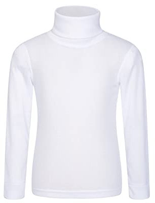 Mountain Warehouse Talus Kids Roll Neck Top - Quick Wicking Jumper, Easy Care Turtle Neck Tee, Warm Thermal Baselayer, Lightweight - for Winter, Walking, Hiking White Kids Size 9-10 Years
