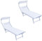 XONE Coppia Lettino alluminio 2 posizioni colore bianco con tettuccio e cuscino.183/190x61x38cm