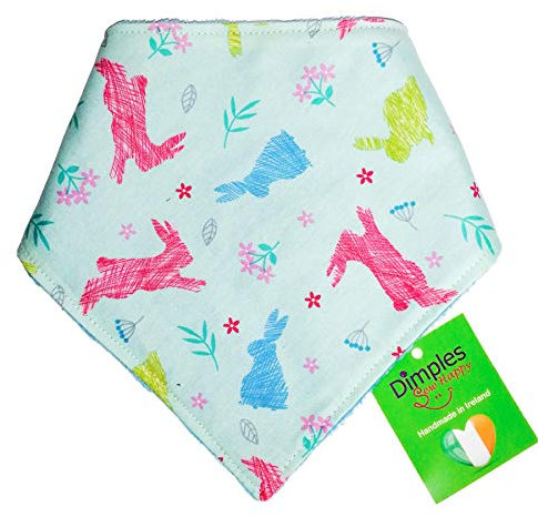 Dimples Hundehalstuch - Osterhasen türkis - Halstuch für kleine mittlere und Grosse Hunde Welpen und Katzen - Hunde Besitzer Geschenk zu Ostern - Handgemachtes Hunde Accessoire 35cm