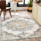 Surya Orlando Vintage Teppich groß - Teppich Wohnzimmer 200x274 cm, Esszimmer, Schlafzimmer - Orientalischer Teppich Boho Style - Carpet Living Room, Bunter Muster, Blau, Senfgelb und Beige