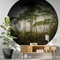 K&L Wall Art Décoration murale ronde forêt Effet 3D Format XXL Motif jungle Avec pochoir grand papier peint intissé