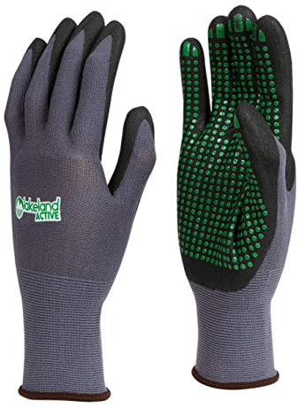 Lakeland Active Eskrigg Nitril Grip-Handschuhe für Garten und Arbeiten - Grau/Grün - Small