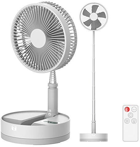 Portable Ventilateur sur pied, intégré 10800mAh batterie, 4 vitesses à hauteur réglable, pliant télescopique Bureau Ventilateur USB rechargeable table étage Ventilateur pour Home Office extérieur