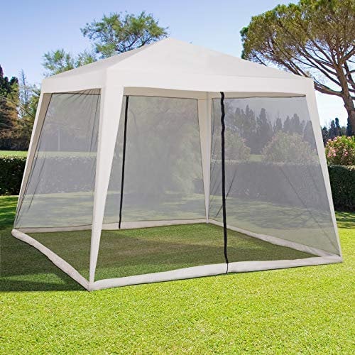 CILVANI ZANZARIERA SINGOLA MOSCHIERE PER GAZEBO M. 3x3 RILEGATURA VELCRO BIANCO RETE IN PVC OXFORD (Parete singola 3x3)