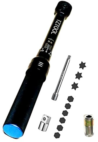 TZTOOL Clé dynamométrique 1/4 5-50 Nm avec adaptateur 1/2 pour vélo, moto et voiture