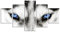 ZHONGYUTONG Husky Leinwandbilder 5-teilig Schwarz Weiß Wolf Blaue Augen Poster und Kunstdruck Tiergemälde für Wohnzimmer Heimdekoration (100x55cm, Kein Rahmen)