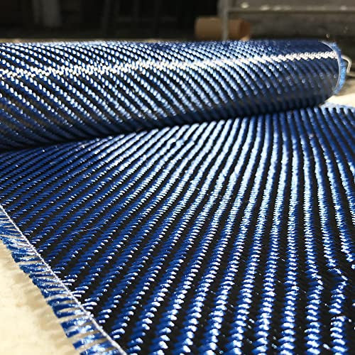 KARBXON – 1 Meter breit – Kohlefaser-Aramid-Stoff – Blau – 3K – 240 g/m – Twillgewebe – fortschrittliches Fasergewebe – breit gesäumter Stoff für Reparatur, DIY-Projekte
