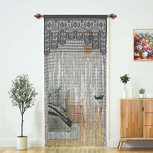 Makramee-Spitzen-Türvorhang für Türen, Raumteiler, Hippie-Fensterpaneel, Raumteiler, Wandschrank, Vorhänge für Schlafzimmer, Schrank, Türvorhänge, Dekorationen (90 x 200 cm, grau), 2 Stück