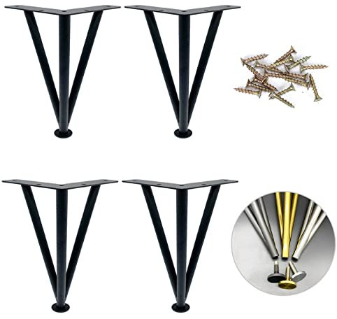 KOOEIN Möbelfüße Verstellbar X4,tischbeine Aus Edelstahl,schrankfüße,Sofa,badezimmerschrank,couchtisch,schwerlast Dreieckige Beine,metallbeine Für Heimwerker,rutschfest,Black-40cm/16in