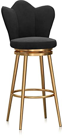 Guyifuny Ensemble de tabourets de Bar 1/2, Hauteur de comptoir Moderne Chaises de Bar Pétale avec Dossier, Tapissé de Velours Tabourets d'îlot de Cuisine avec Repose-Pieds doré