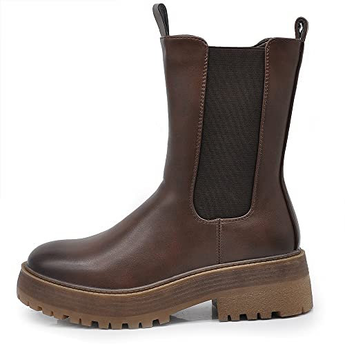 IF FASHION Stivali Stivaletti Anfibi Scarpe Chelsea da Donna Platform IF-6626 brown N.40
