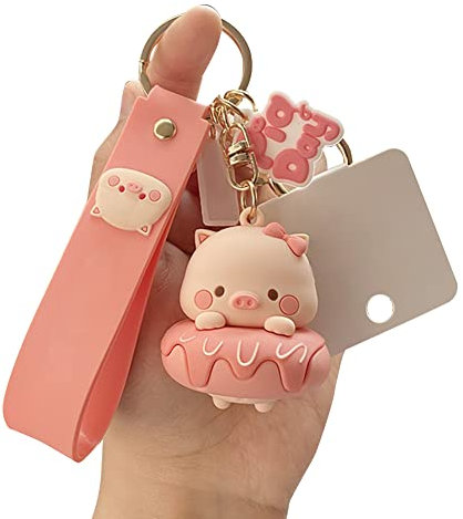 Ztexkee Porte-clés kawaii mignon de dessin animé cochon porte-clés drôle pour petite amie, petit ami, elle lui