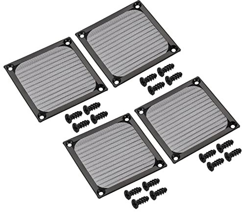 PATIKIL 80mm Fan Filter Grills with Screws, 4 Pack Aluminum Frame Stainless Steel Mesh Dustproof Cover for Computer Case, Black