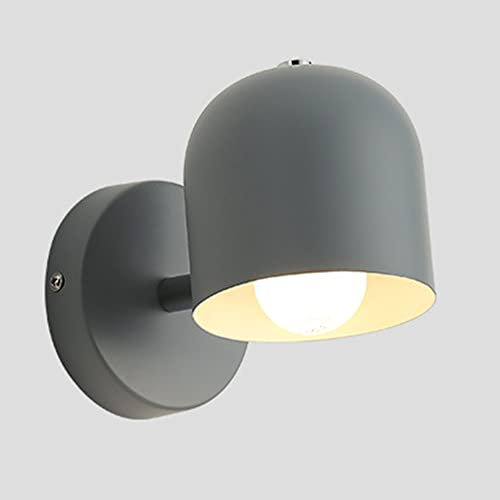 LED kreative Wandlampe kinderzimmer,Wandleuchte Innen Modern Schlafzimmer,E27 Verstellbar Metallkopf Kinder Nachttischlampe,Nordischer Stil Wohnzimmer Bettlampe,für Küche ,Weiß rosa gelb grau (Grau)
