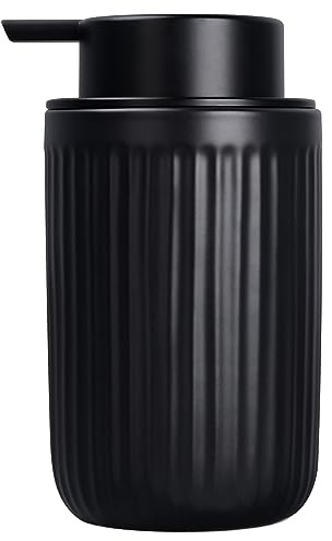 BosilunLife Liquid Hand Soap Dispenser, 350ml Rustproof Pump Ceramic Soap Dispenser, Hand and Dish Wash Dispenser for Kitchen, Bathroom, Countertop, Laundry Room, Black